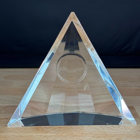 Movado Crystal Pyramid Clock Movado Pyramid Desk Clock with Gold Accents - Picture 9 of 13